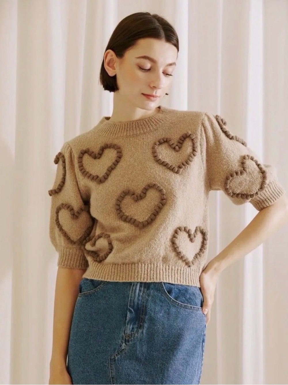 Storia Anthropologie Heart Appliqué wool-blend sweater